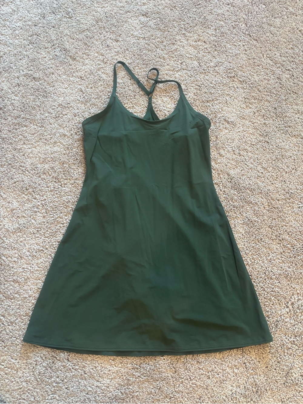 Outdoor Voices Dark Green Slip Dress with Racerback